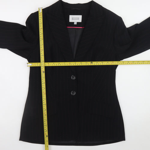Next Women Black Pinstripe Two-Button Blazer Size 12