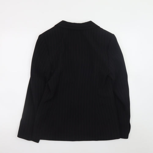 Next Women Black Pinstripe Two-Button Blazer Size 12