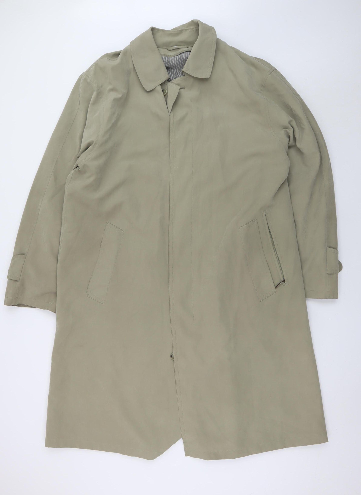 Bugatti Men's Beige Long Trench Coat Size 42 Regular Polyester Blend