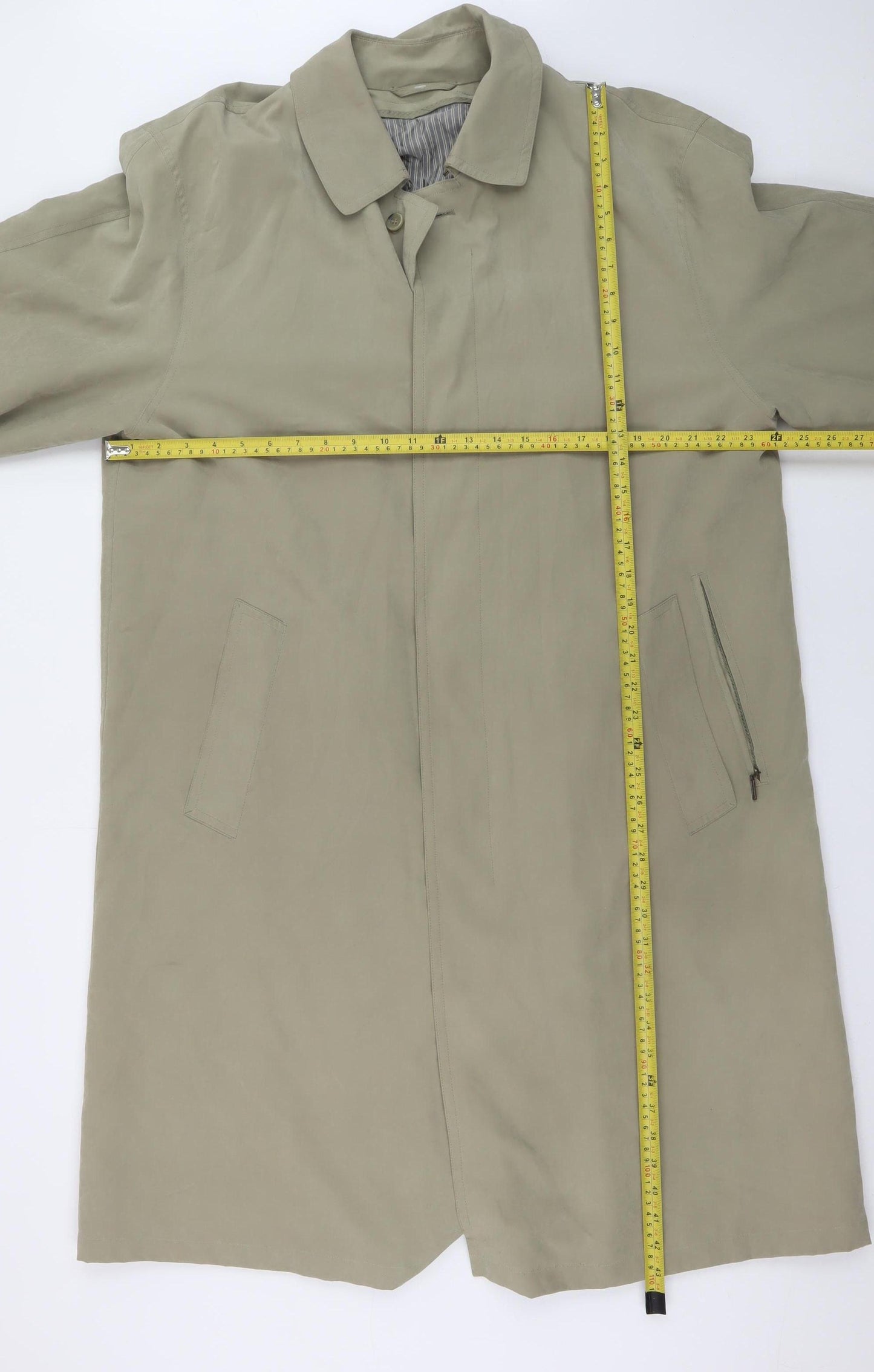 Bugatti Men's Beige Long Trench Coat Size 42 Regular Polyester Blend