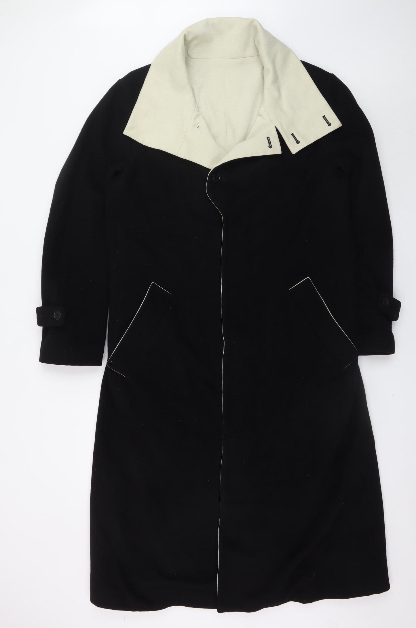 CY Choi Uomo Men's Black Wool Cashmere Long Overcoat Size 48