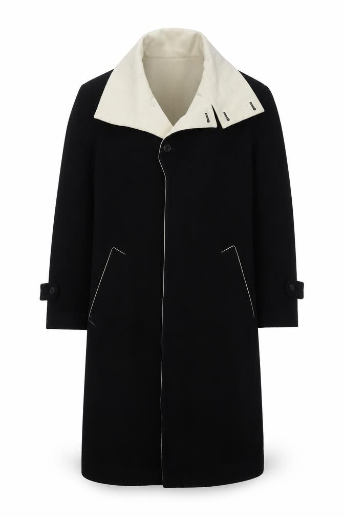 CY Choi Uomo Men's Black Wool Cashmere Long Overcoat Size 48