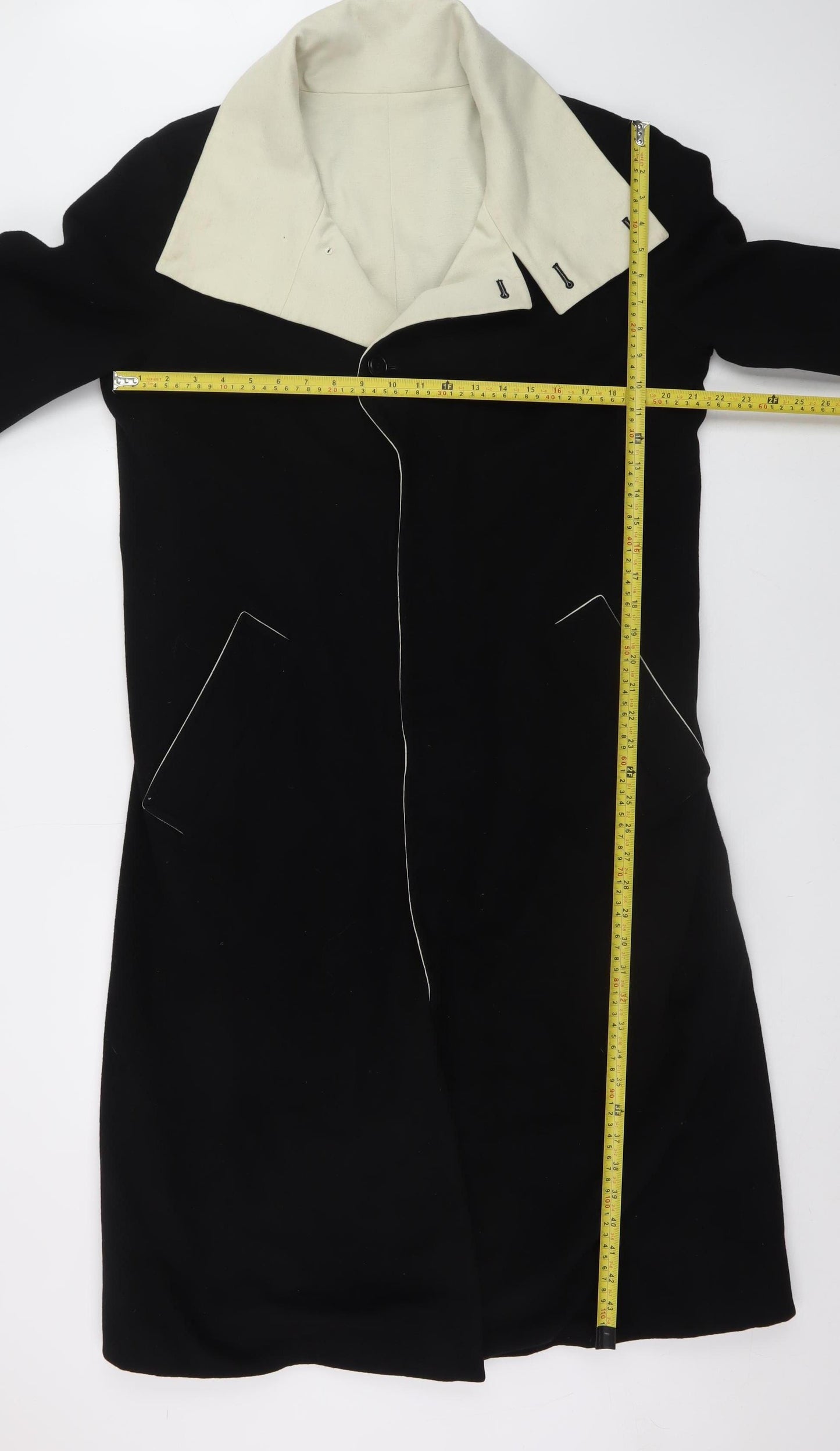 CY Choi Uomo Men's Black Wool Cashmere Long Overcoat Size 48