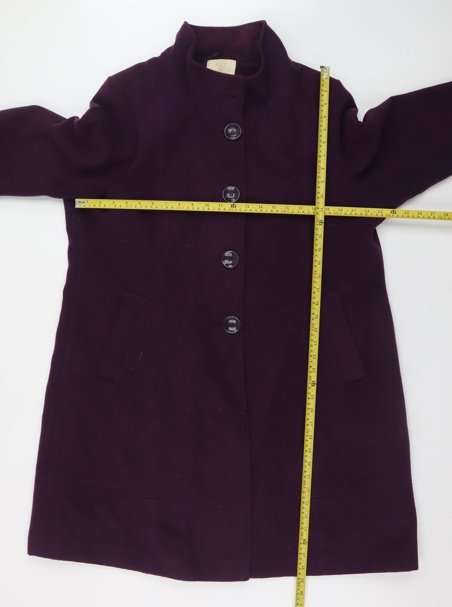 Ann Harvey Women's Purple Long Overcoat Size 20 Polyester Blend