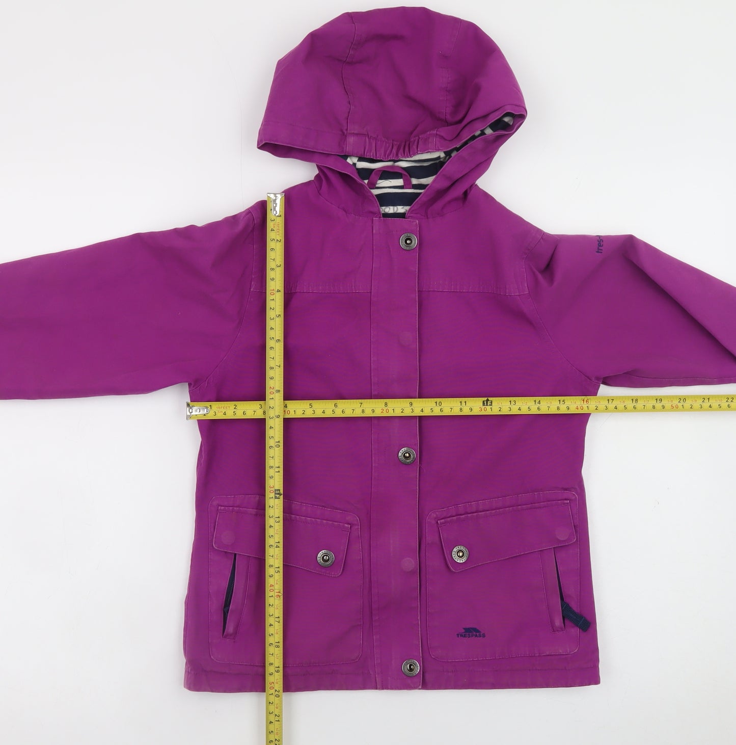 Trespass Girls Purple Waterproof Hooded Rain Coat Jacket 7-8 Years