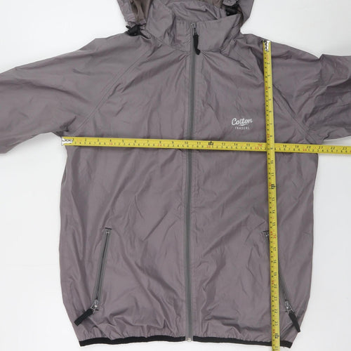 Cotton Traders Men's Grey Hooded Windbreaker Jacket Size S