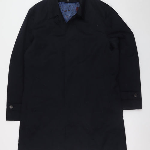 T.M. Lewin Men's Black Cotton Mid-Length Coat 40R