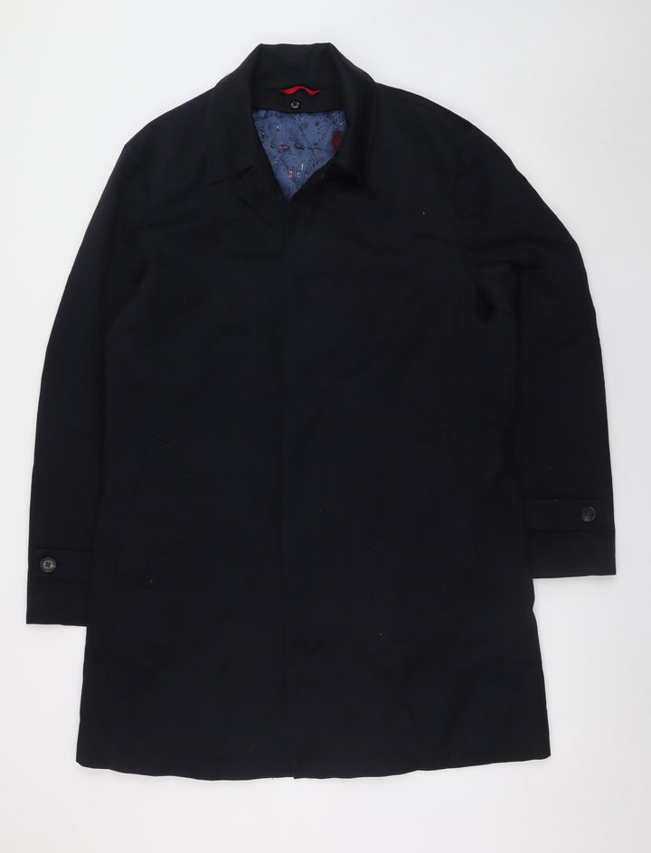 T.M. Lewin Men's Black Cotton Mid-Length Coat 40R