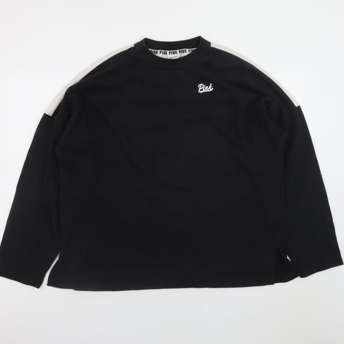 Victoria's Secret PINK Women's Black Long Sleeve Crew Neck Sweatshirt L
