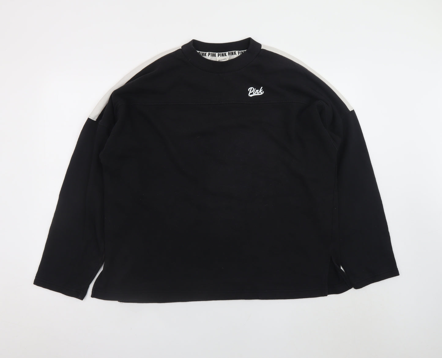 Victoria's Secret PINK Women's Black Long Sleeve Crew Neck Sweatshirt L