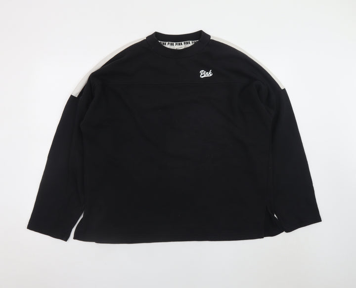 Victoria's Secret PINK Women's Black Long Sleeve Crew Neck Sweatshirt L