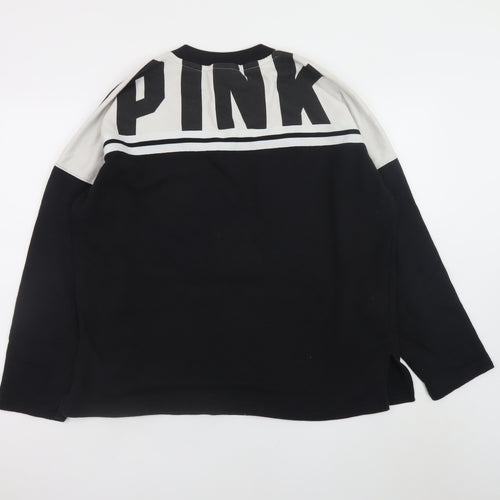 Victoria's Secret PINK Women's Black Long Sleeve Crew Neck Sweatshirt L