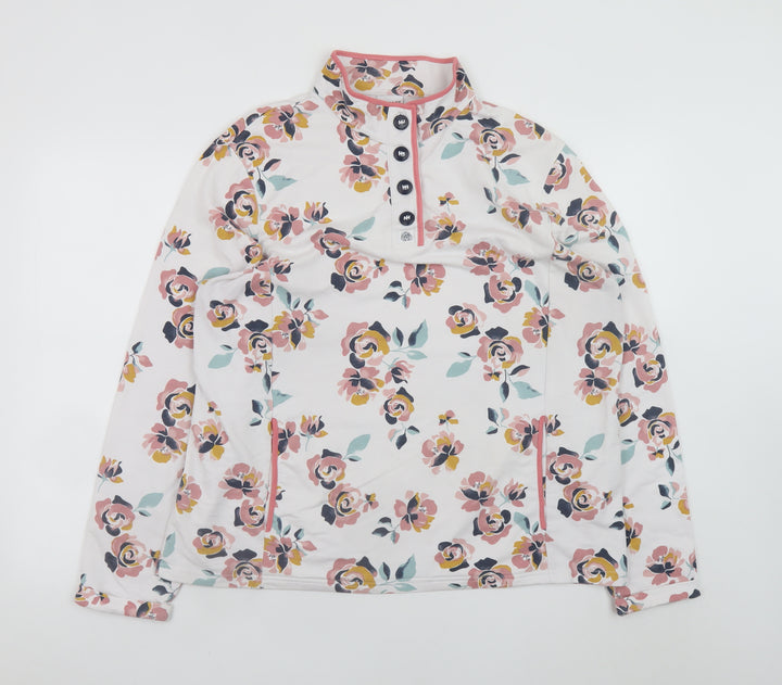Damart Womens Floral Henley Sweatshirt Pink Multi Size L 18/20