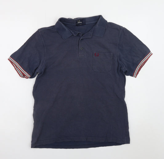 Fred Perry Men's Blue Slim Fit Cotton Polo Shirt Size L