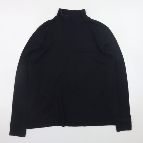 Lands' End Men's Black Roll Neck Long Sleeve Relaxed Fit T-Shirt M