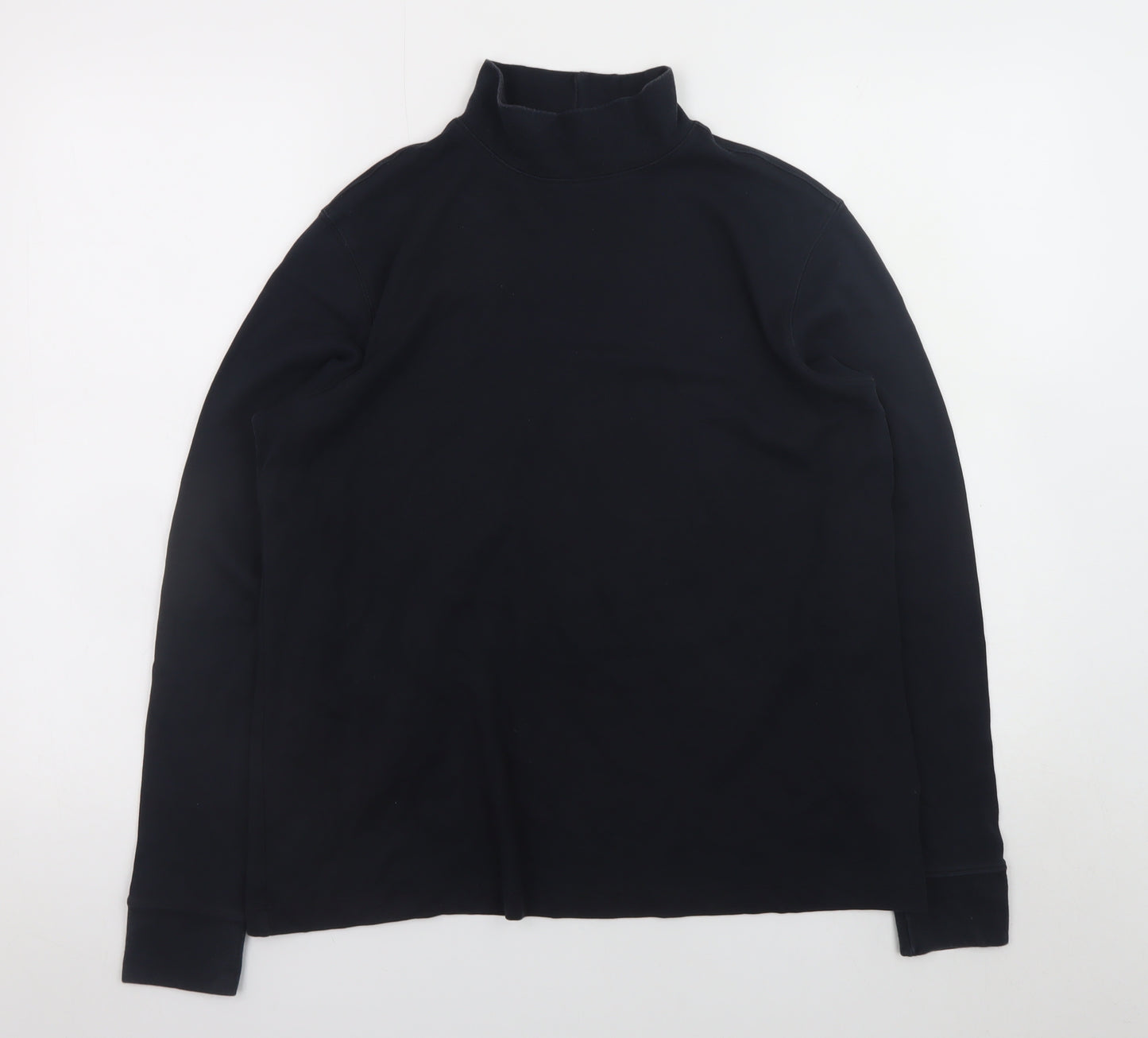 Lands' End Men's Black Roll Neck Long Sleeve Relaxed Fit T-Shirt M