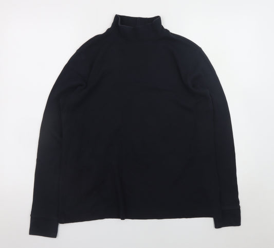 Lands' End Men's Black Roll Neck Long Sleeve Relaxed Fit T-Shirt M