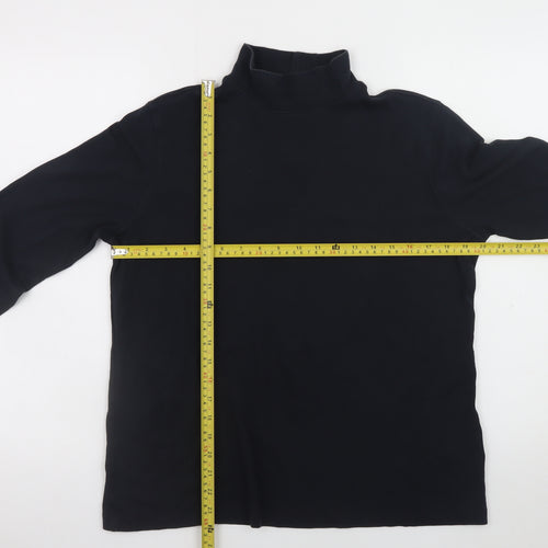 Lands' End Men's Black Roll Neck Long Sleeve Relaxed Fit T-Shirt M