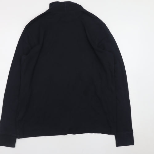 Lands' End Men's Black Roll Neck Long Sleeve Relaxed Fit T-Shirt M