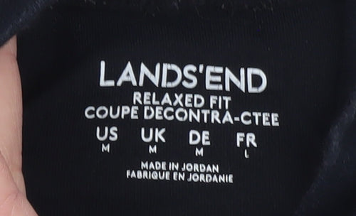 Lands' End Men's Black Roll Neck Long Sleeve Relaxed Fit T-Shirt M