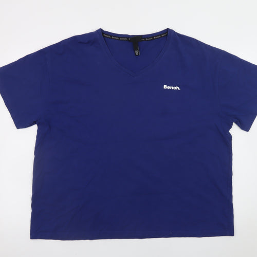 Bench Men's Blue V-Neck Cotton T-Shirt 3XL Classic Short Sleeve