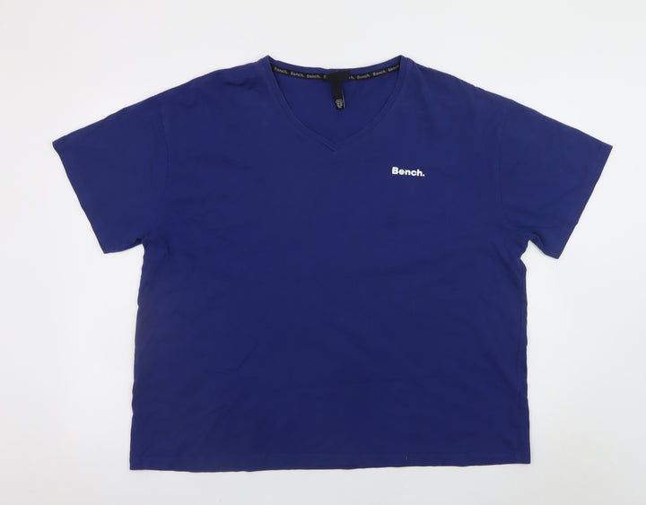 Bench Men's Blue V-Neck Cotton T-Shirt 3XL Classic Short Sleeve