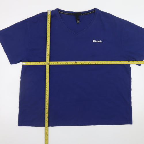 Bench Men's Blue V-Neck Cotton T-Shirt 3XL Classic Short Sleeve