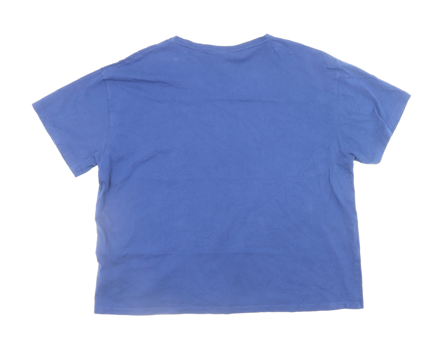 Bench Men's Blue V-Neck Cotton T-Shirt 3XL Classic Short Sleeve