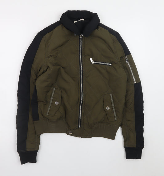 Urban Bliss Women’s Green Bomber Jacket Size 8 Quilted Zip Casual
