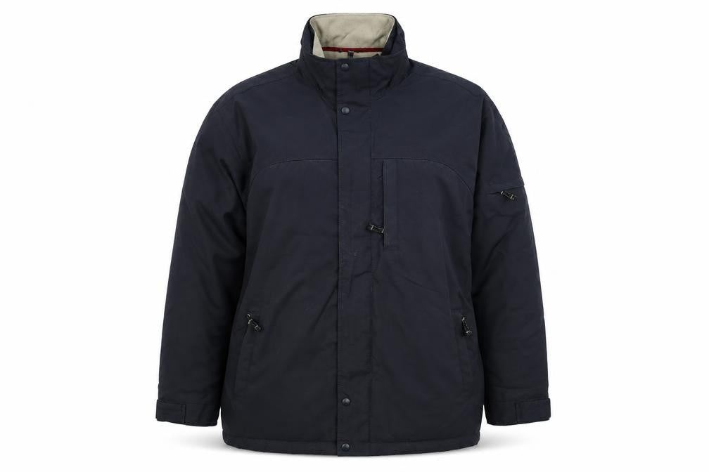 Front view of Cedarwood State Men's Navy Blue L Lined Waterproof Jacket