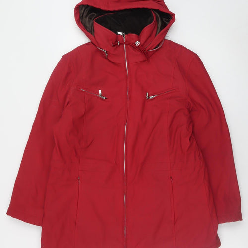 Weatherproof Women's Red Hooded Waterproof Mid-Length Parka Coat M