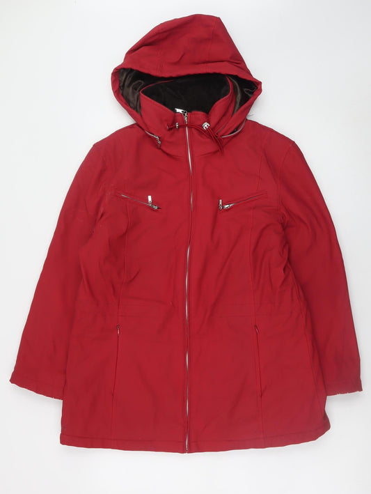Weatherproof Women's Red Hooded Waterproof Mid-Length Parka Coat M