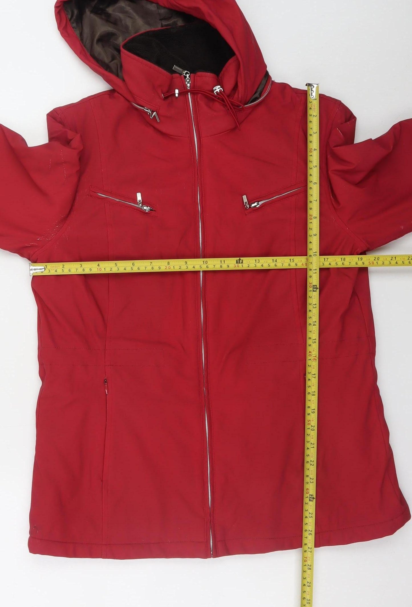 Weatherproof Women's Red Hooded Waterproof Mid-Length Parka Coat M