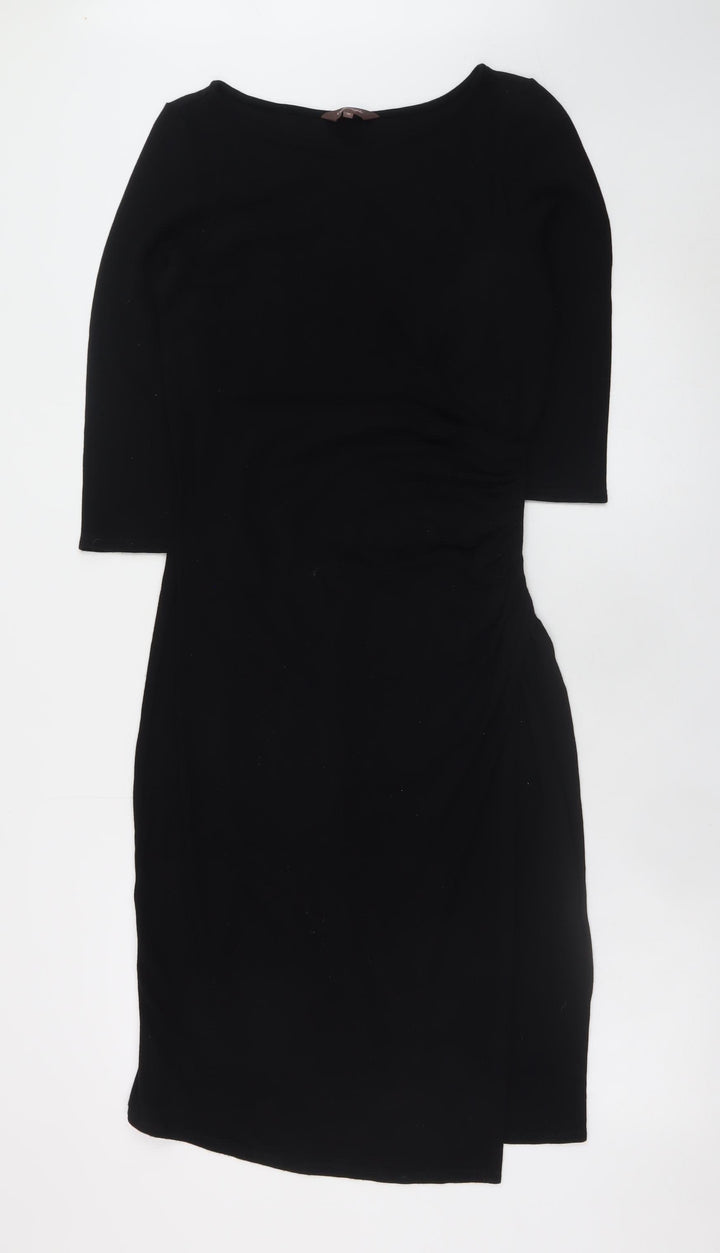 Phase Eight Women's Black Bodycon Stretch Knee Length Dress Size 16