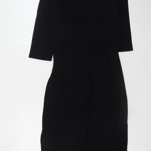 Phase Eight Women's Black Bodycon Stretch Knee Length Dress Size 16