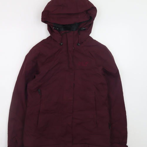 Jack Wolfskin Women's Red Waterproof Hooded Parka Jacket Size 8