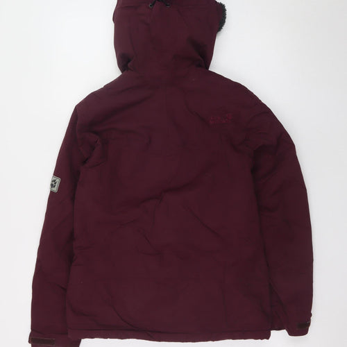 Jack Wolfskin Women's Red Waterproof Hooded Parka Jacket Size 8