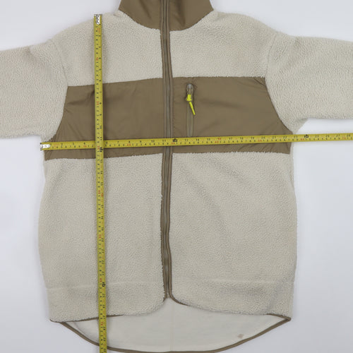 H&M Women’s Beige Fleece Zip Jacket S Regular Fit Casual Outerwear