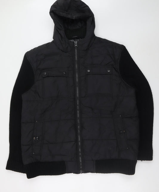 Urban Spirit Men's Black 2XL Hooded Puffer Jacket Winter Wear