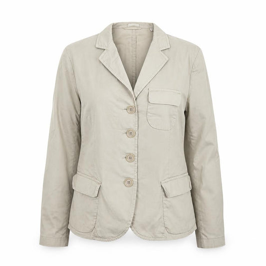 Front view of Aspesi Women’s Beige Blazer Jacket, size UK 12, Cotton Blend Smart Casual