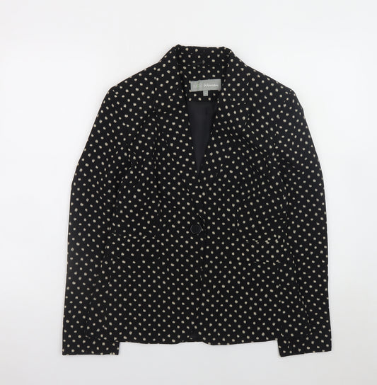 Marks and Spencer Women Black Polka Dot Blazer Size 10 Regular Fit