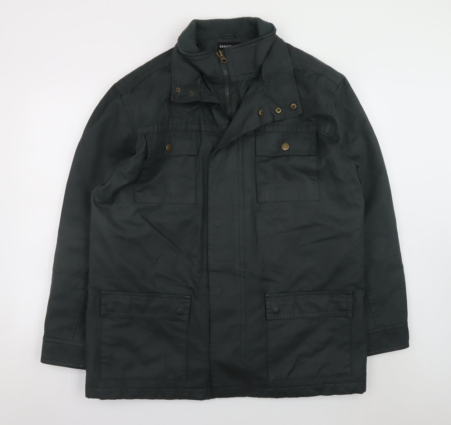 Greenwoods Men’s Green XL Military Style Lined Zip Jacket