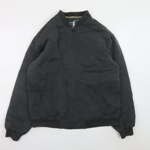 Savatini Men's Black Bomber Jacket Size M 38in Lined Full Zip Casual