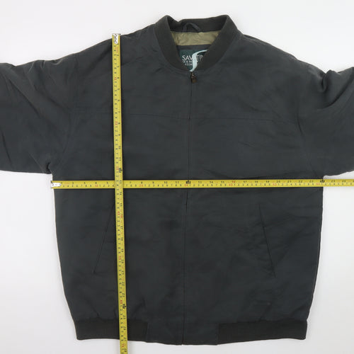 Savatini Men's Black Bomber Jacket Size M 38in Lined Full Zip Casual
