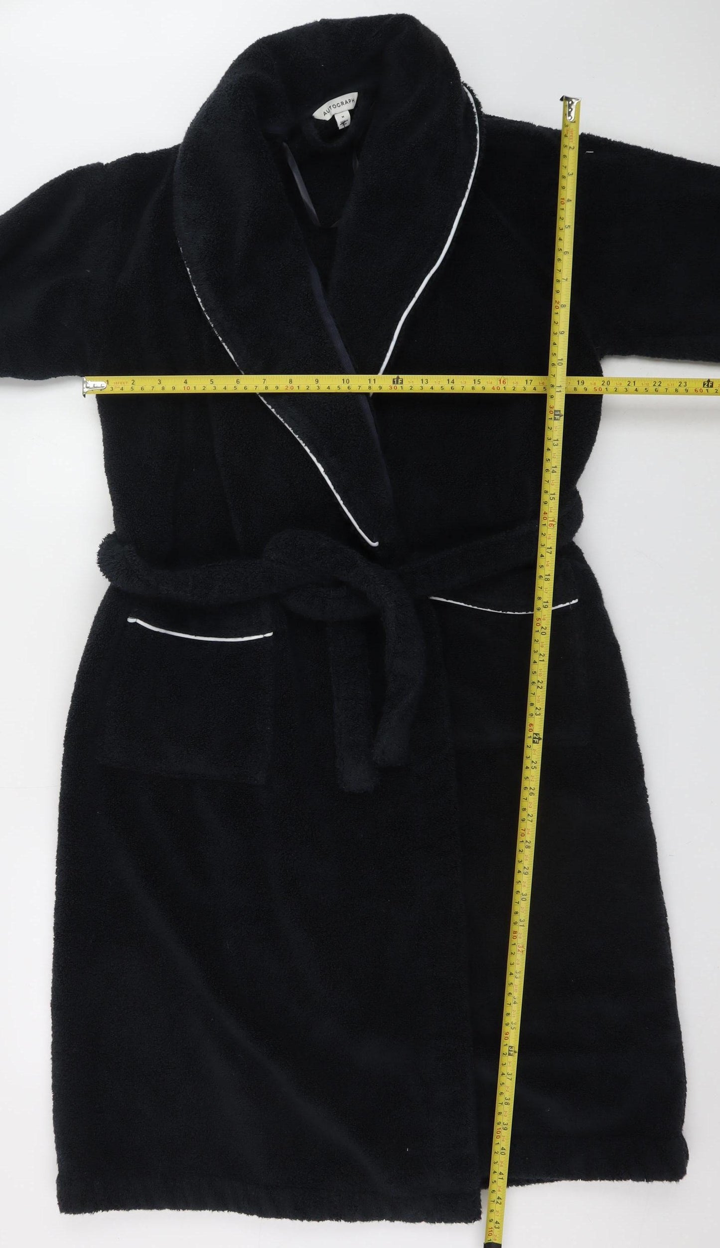 Marks and Spencer Men’s Black Terry Cotton Robe M Belted Nightwear