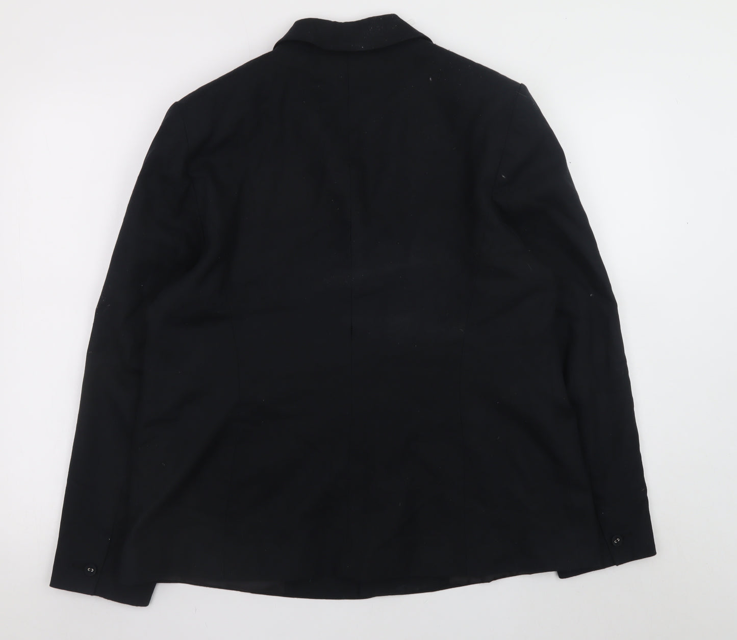 Classic Black Linen Blend Blazer Women Size 18 Single Breasted Lined