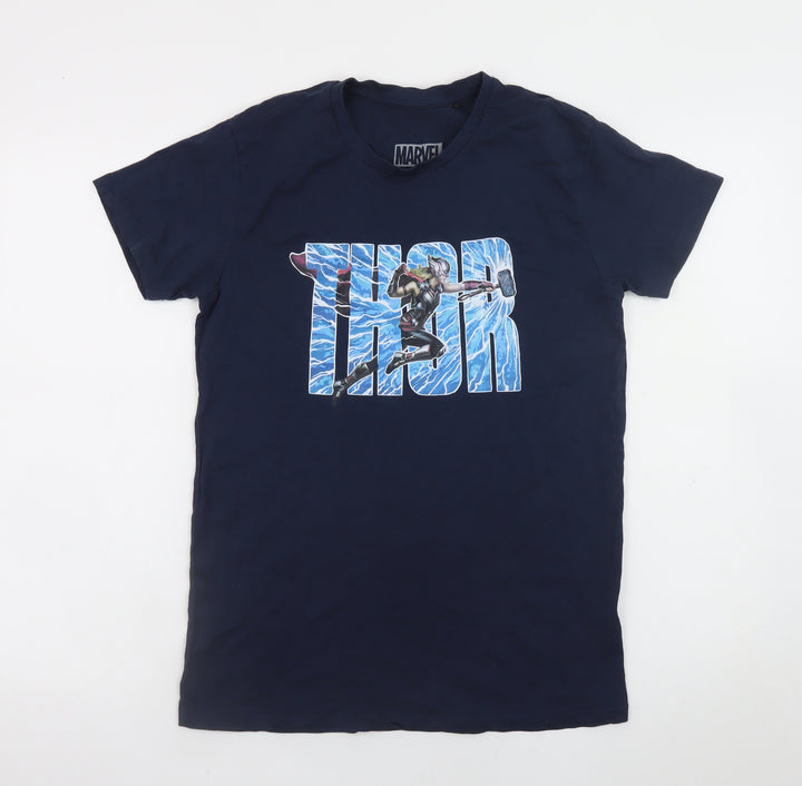 Marvel Men's Blue Thor Graphic Print Crew Neck T-Shirt Size S