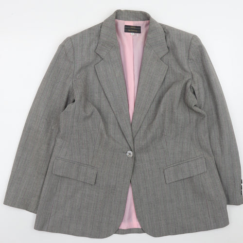 Marks and Spencer Women Grey Pinstripe Tailored Blazer UK 18 Petite