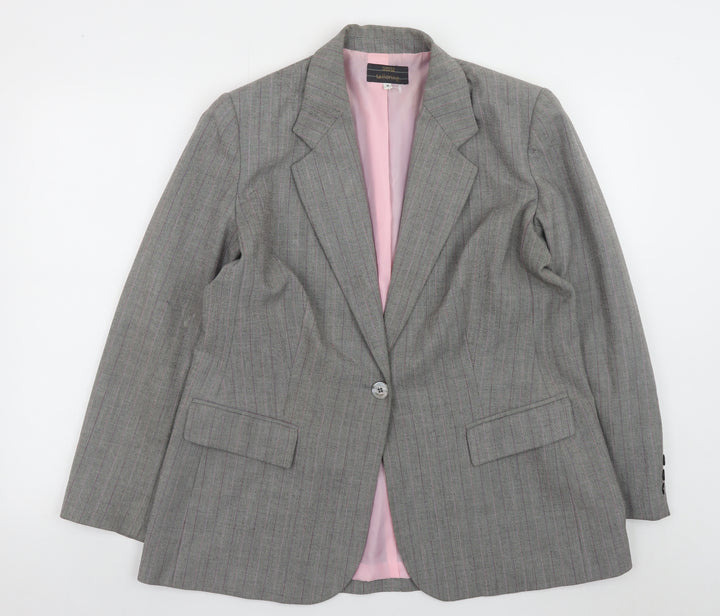 Marks and Spencer Women Grey Pinstripe Tailored Blazer UK 18 Petite