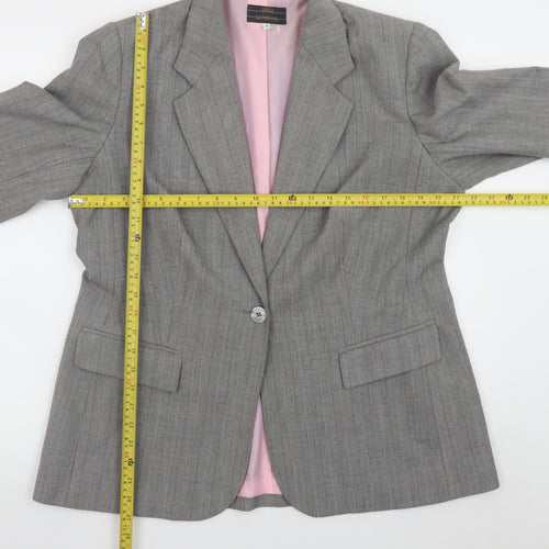 Marks and Spencer Women Grey Pinstripe Tailored Blazer UK 18 Petite